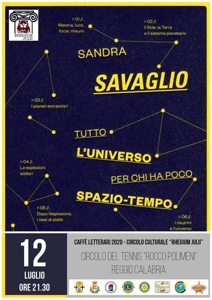 Caffè letterari 2020 Rhegium Julii primo ospite Sandra Savaglio