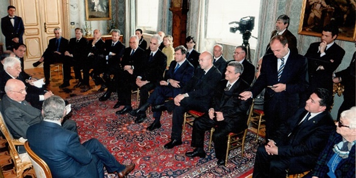 Il Presidente Giorgio Napolitano con i dirigenti del Rhegium Julii